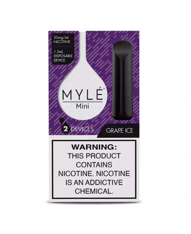 Myle Mini Disposable Pods 320 Puffs - 2 Pack Devices - Grape Ice